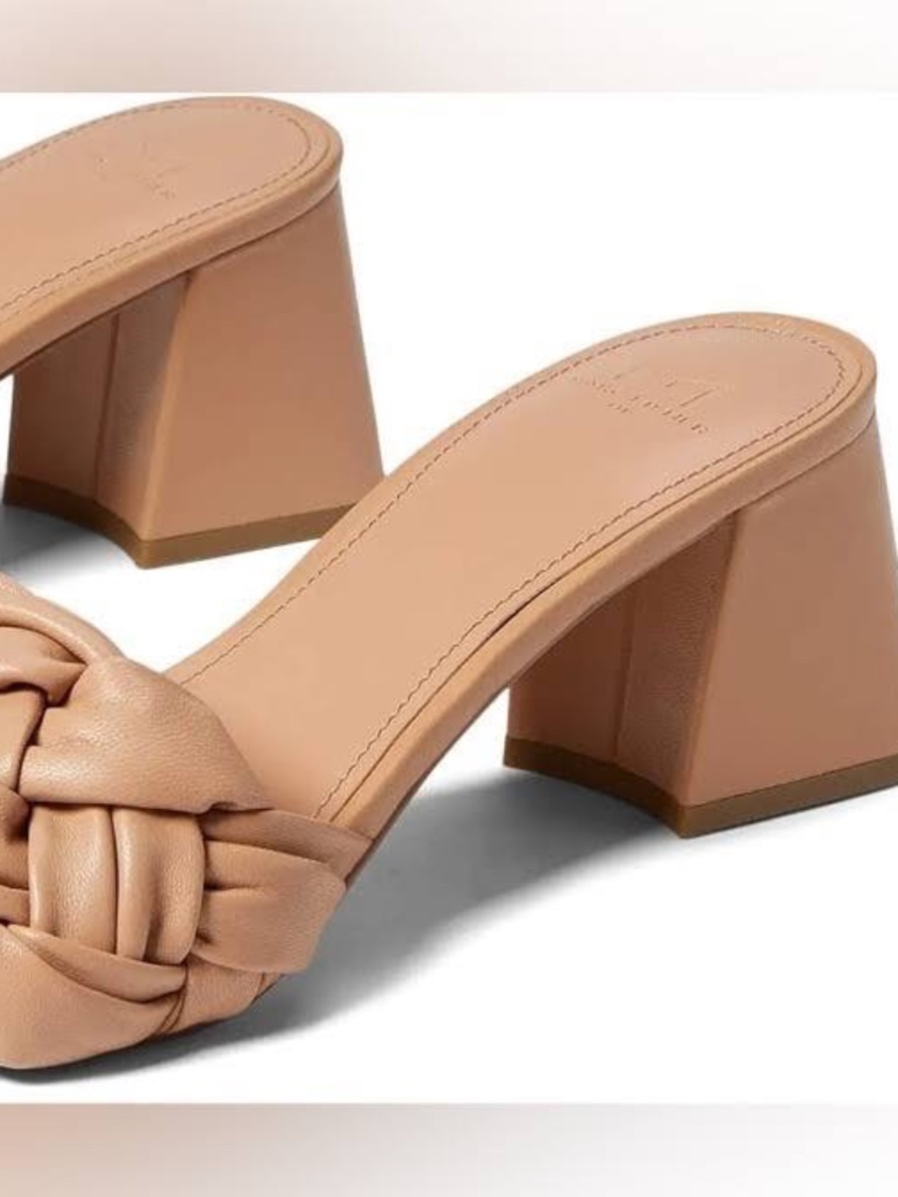 New MARC FISHER LTD Womens Beige Cerita Slip On Leather Heeled Sandal Slip On - Picture 2 of 8